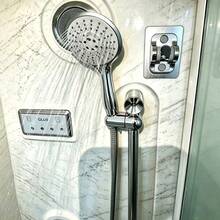 4.72 Inch Large Panel High-Pressure Hand-Held Shower Head Kit Five Spray Modes Water-Saving Spray, 59.06 Inch Explosion-Proof Stainless Steel Hose And Non Punching Self-Adhesive Shower Rack Kit, Shower Accessories Replacement In Bathroom - Racket-shaped Shower Head - View 1