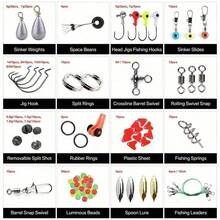 188Pcs Sea Fishing Tackle Kit With Storage Box, Fishing Jig Hooks Swivels Clamp Accessories Set - Variant 1 - View 4