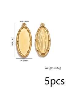 5Pcs 304 Stainless Steel 18K Gold Plated Embossed Textured Oval & Round Pendants DIY Handmade Jewelry Accessories/Waterproof And Fade-Resistant - Pendants - View 10