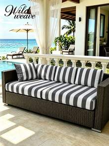1pc Striped Print Milk Silk Sofa Cushion Cover, High Elasticity Dust-Proof Stain-Resistant Removable Washable All-Season Sofa Protector, Suitable For Patio, Garden, Poolside And Multiple Occasions, Single Piece Sold Not Set - Multicolor - View 7