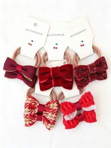 10pcs Pastoral Style Assorted Fabric Bow Headbands Hair Accessories, Suitable For Children - Multicolor - View 12