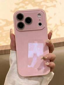 Casing Ponsel Apple 16ProMax Warna Solid Musim Panas, Tekstur Mesin Polos Kaca, Tepi Lurus, Film Lensa Terintegrasi, Cocok untuk iPhone 13, 14pro, Anti-Sidik Jari, 16 Minimalis, 15Promax, Perlindungan Penuh, 15 Pelindung, 11/12, Cocok untuk iPhone 17promax/17pro/17 - Berwarna merah muda - View 2