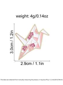 Sakura Origami Crane Enamel Pin Japanese Cherry Blossom Paper Crane Lapel Brooch Wish Peace Backpack Decor Gift - Multicolor - View 3