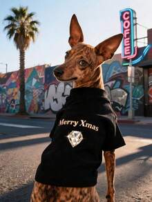 1Pc Xmas Festive Print Pet Tops, Lightweight Breathable Casual Clothes For Dogs & Cats Holiday Dress Up - Multicolor - View 12