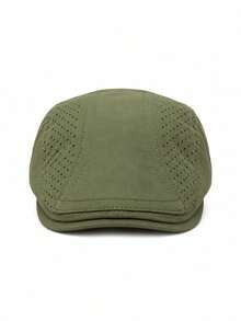 Topi Newsboy Berongga dan Bernapas, Warna Polos, Gaya Baru Musim Gugur/Dingin, Topi Beret Unisex, Topi Baseball Kasual Luar Ruangan - Sisi-sisi yang berongga - View 19