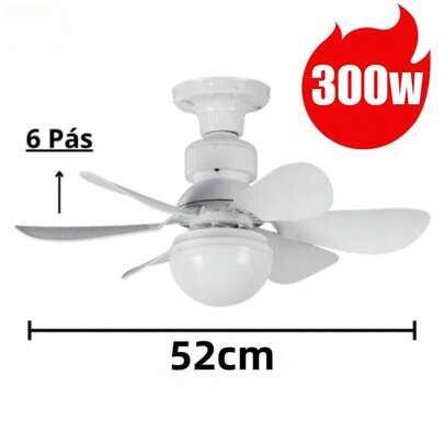 Ventilador de Teto LED com Controle Remoto E27 Bivolt 3 Velocidades e 3 Tons de Luz