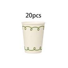 10/20/40pcs,Sage Green Cream Curly Scalloped Line Disposable Paper Cups, Minimalist Hand Drawn Loop Border Drinking Cups, Neutral Tableware For Gender Neutral Baby Shower, Rustic Garden Wedding, Spring Brunch And Farmhouse Picnic Supplies - View 12