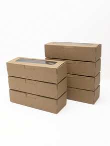 10pcs/20pcs Rectangular Window Macaron Box, Bread Box, Dessert, Donut, Chocolate, Candy Packaging Box, Transparent Window Kraft Paper Cookie, Snowflake Crisp, Nougat, Pastry Gift Packaging Box - View 9