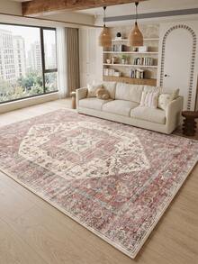 1pc Persian Floral Rosewood Color Living Room Rug. Suitable For Kitchen, Dining Room, Bedroom, Room Holiday Decoration, Indoor/Outdoor, Office, Lobby, Anti-Slip Door Mat, Bathroom Rug, Hallway, Study Gaming Area Rug. - Redwood - View 3