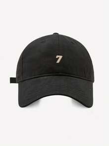 1pc Unisex Minimalist Number 7 Baseball Cap, Vintage Washed Dad Hat, Embroidered Logo, Adjustable Casual Hat, Suitable For Spring, Autumn, Summer Travel - A - View 10
