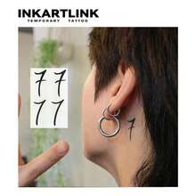 INKARTLINK 1入 數位「7」K-Pop偶像應援裝飾貼紙，臨時防水身體彩繪紋身貼，持效1-2週，植物果汁紋身，男女皆適用，必備派對裝飾 - 黑色 - 查看 8