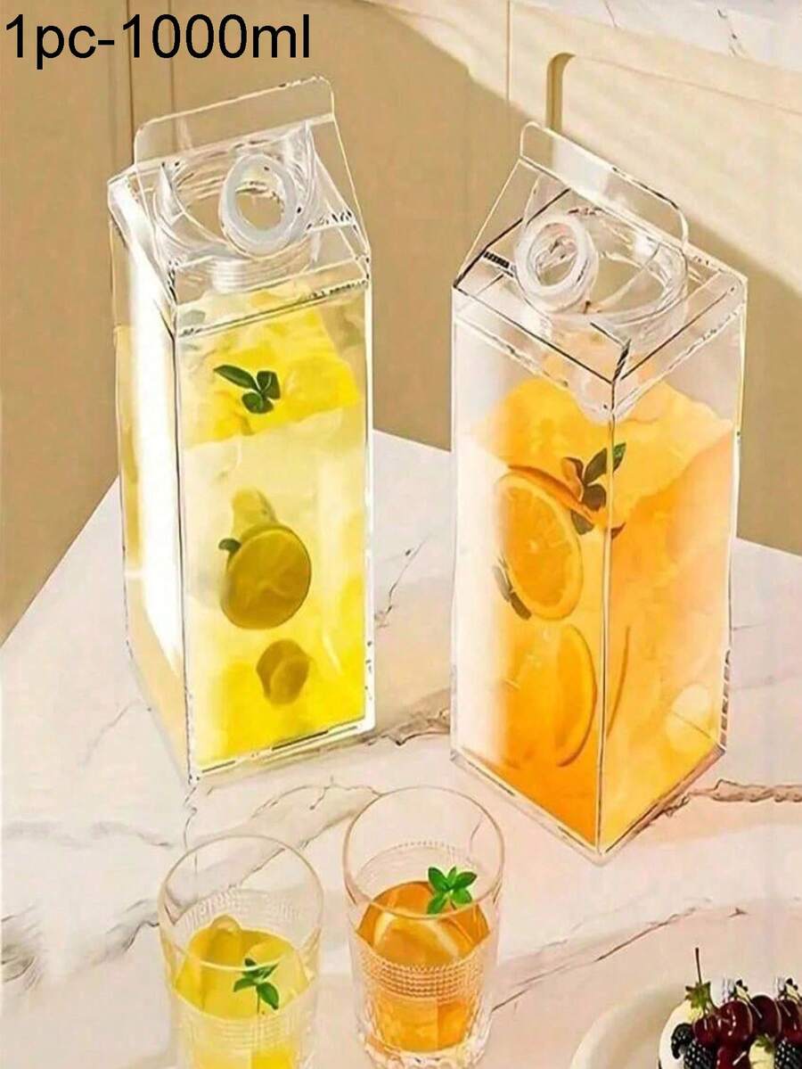 1000毫升（33.81盎司）牛奶瓶/果汁瓶，加厚塑料材质，健康环保，可用于盛装水、咖啡、茶、牛奶、柠檬水、混合茶饮和果汁。耐热温度高达60摄氏度/140华氏度。防漏设计，旋转密封圈有效防止牛奶和果汁流失新鲜度和香气。便携易清洗，适合居家、办公、学校、聚会、户外休闲等各种场合使用。是节日、生日、周年纪念日馈赠亲朋好友的理想之选。水瓶、杯子、塑料杯、吸管杯、储物瓶、厨房用品