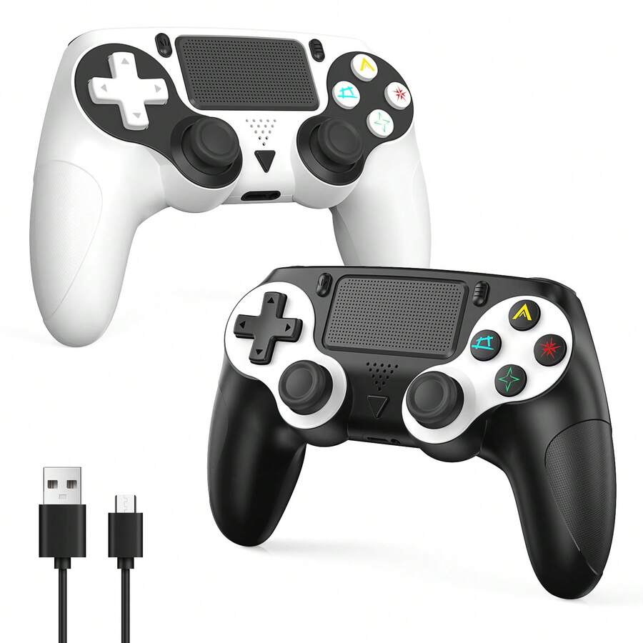 P4 無線遊戲控制器,相容於 PS 4/PS 4 Slim/PS 4 Pro/PC,600mAh 電池長效使用,雙震動功能,附揚聲器、6 軸陀螺儀、耳機插孔、觸控板 - 查看 1