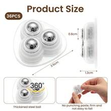 36-PCS 3.5X1.2CM Self-Adhesive Ball Casters Mini 360° Rotating Sticky Wheels - White - View 3