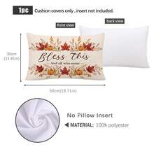 1 pieza Funda de almohada con patrón de texto "Bendice esto y a todos los que entren" con calabaza de otoño y hoja de arce, material de terciopelo de piel de durazno amigable con la piel, impresión de un solo lado 30*50/40*60cm, adecuada para sala de estar, dormitorio, sofá, decoración del hogar, funda de cojín, regalo festivo, sin relleno de almohada - Multicolor - Ver 3