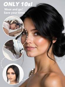 Women' 25.4 Cm Human Hair Wig Toppers With Hairpieces For Women To Cover Gray Hair, Adding Volume With A Lightweight And Seamless Design, Featuring A Middle Part, Hair Addition For Thinning Hair Natural Black #1B & Dark Brown #2 - Multicolor - View 7