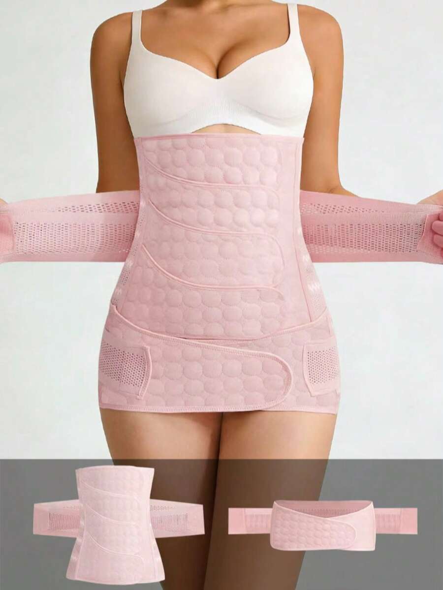 女款 2 合 1 收腹腰帶束腰塑身內褲環繞式 - 粉色 - 查看 1