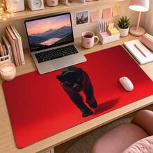 Cool Red Eye Large Desk Mat, Solid Bright Red Background Minimalist Animal Print Non-Slip Mouse Pad, Waterproof Long Keyboard Pad, Suitable For Vanity And Gaming Desk Decoration - View 3