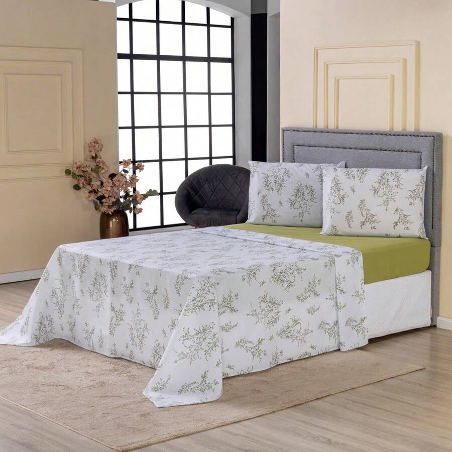 Double Bed Sheet Set, 4 Pieces, 100% Cotton Percale - CL20 - View 1
