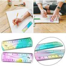 2 piezas Regla flexible, Regla flexible de 6 pulgadas para niños, Regla de plástico blando, Regla escolar para niños, Regla flexible de color degradado, Regla blanda para niños, Regla de aula para estudiantes con marcas de centímetros y pulgadas - 1 - Ver 2