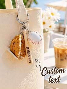 Llavero de béisbol personalizado con nombre, llavero deportivo personalizado, colgante de bolsa de béisbol, soporte para llaves de coche, regalo único para fanáticos del béisbol - Multicolor - Ver 5