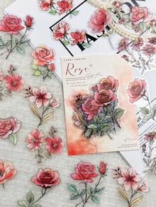 1 Pack 20pcs Matte Watercolor Floral Stickers, Vintage Journal DIY Collage Material For Diary - Flowers In a Dream - View 1