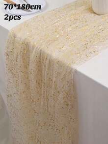Gold Sequin Table Runner & Tablecloth Set - Shiny Gold Wedding, Banquet, Party Decor - Square Tablecloth With Tassel Edge (Fabric) Suitable For Centerpiece, Dining Table, Special Events - Multicolor - View 13