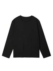 Women's Loose Round Neck Fashion Casual Graffiti Letter Print Comfortable Long Sleeve T-Shirt, Spring/Autumn Black - Black - View 5