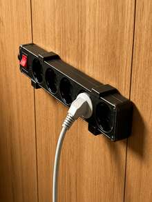 2pcs Power Socket Brackets, Wall-Mountable (No Screws Included), Hide Power Sockets Completely, Suitable For Home Office Cable Management System, Space-Saving Storage And Fixing Device, Minimalist Design Blends Into Various Office Furniture, Effectively Manage Power Cords, Prevent Tangling - A - View 6