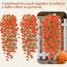 1/3/60pcs UV-Resistant Artificial Flower Vines - Realistic Red And Orange Faux Plants, Suitable For Home, Garden, Wedding Decor And Holiday Celebrations - No Container Included, Wedding Greenery | Porch Decor | UV-Resistant Vines, Artificial Outdoor Plants - Burnt Orange - View 5