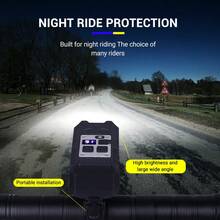 1pc Black ABS Plastic Super Bright Bicycle Front Light With Digital Power Display & Adjustable Bike Mount Clip,Cycling Headlight For Mountain Road Bike Night Riding Commuting Outdoor Cycling Use - Bicycle Light - View 2