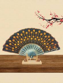 1Pc D EXCEED Lace Spanish Fan, Handheld Chinese Folding Hand Fan For Women Spanish Flamenco Gift With Embroidered Sequin Photo Prop Prom Wedding Decor - A - View 22