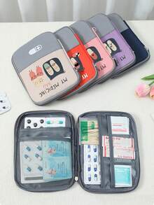 Portable Medicine Bag,Cute Pill & "My Medicine Bag"Print,Lightweight Travel First Aid Kit,Outdoor Travel Medicine Bag,For Outdoor,Camping,School,Trip,Daily,Essential For Going Out,Family Medical Care,Back-To-School Gifts,Party Gifts,Teacher Gifts - Multicolor - View 4