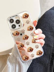 1pc Personalized Paw Print Pattern Customized Pet Design Anti-Hair Shedding Electroplated Shiny Rhinestone Minimalist Phone Case, Compatible With IPhone 17/Air/17pro/17promax/16/15/14/13/12/11 And Other Models, Suitable As A Gift For Friends And Others - Silver - View 5