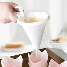 Handheld Batter Funnel With Handle, Single-Hand Controlled Cupcake Frosting Dispenser, Anti-Drip Baking Pouring Funnel, Suitable For Muffins, Pancakes, Waffles, Chocolate, Cookies, Macarons, Donuts, Cupcakes; Home DIY Dessert Breakfast Baking Tools, Reusable Easy To Clean Batter Dispensing Tool, Lightweight Non-Stick Batter Distribution Funnel - White - View 13