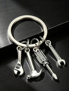 1pc/6pcs Mini Repair Tool Metal Keychain Hammer Wrench Screwdriver Combination Pendant Creative New Product Men's Small Gift Best-Selling - Multicolor - View 4