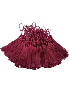 20/50/100pcs 13cm/5inch Silk Thread Bookmarks With Tassels, 2inch Rope Loop And Small Chinese Knot, Suitable For Jewelry Making, Souvenirs, Bookmarks, DIY Craft Accessories - 13cm Wine Red - View 1