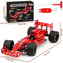 Building Kit Car Model, 1:20 Scale Race Car Metal Model STEM Project Building, Erector Set STEM Projects Toys For Boys 8-12, Red Vehicle DIY Assembly Metal Model - Multicolor - View 6