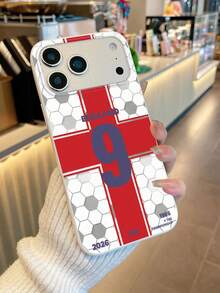 1 pieza Funda de teléfono con la Cruz de San Jorge #9 de la Selección Nacional de Inglaterra, Funda de teléfono de fútbol, Accesorio diario para fans de fútbol, Adecuado para temporada de partidos, Cumpleaños, Navidad, Acción de Gracias, Regreso a la escuela, Ocasiones con tema de la Copa del Mundo, Compatible con Funda de & Funda de Galaxy, Compatible con iPhone 17, Compatible con iPhone 17 Pro, Compatible con iPhone 17 Pro Max, Funda de teléfono, Accesorios de teléfono, - Blanco - Ver 7