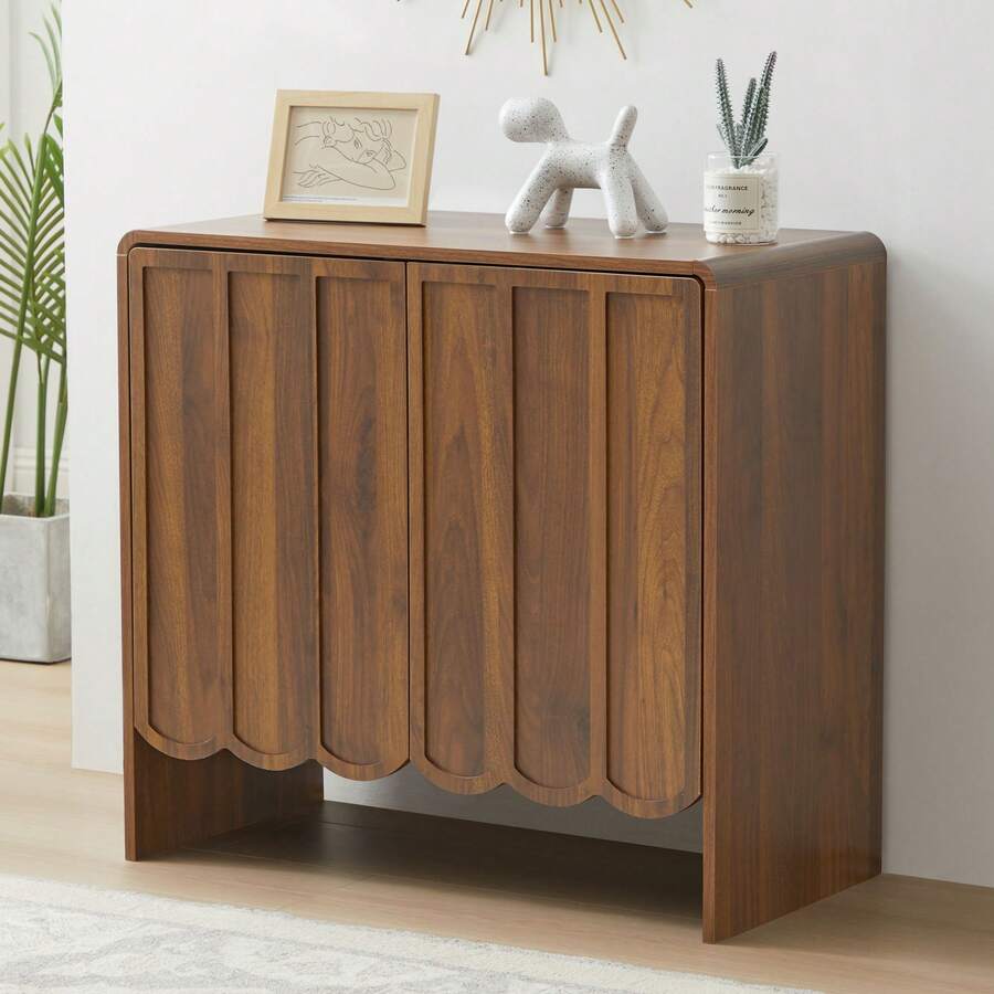 Storage Cabinet With 2 Doors, 75x60x80 Cm, As A Sideboard, Console Table And Bookcase For Living Room, Hallway And Office, Stylish And Spacious, Walnut - Walnut - View 1