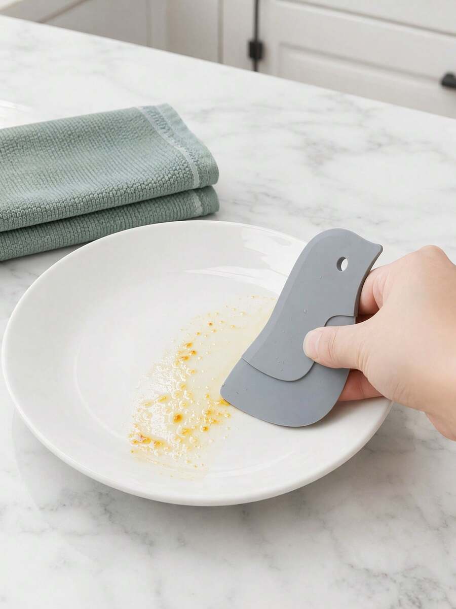 Penguin Soft Scraper Oil Board, Household Kitchen Grease Scraper, Baking Kitchen Small Tool - Grey - View 1