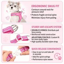 Conjunto de Chaleco Arnés Anti-Tirones para Mascotas, Chaleco Ajustable y Cómodo, Material Suave, Esponja Compuesta y Tela de Malla de Ojo de Pájaro, Adecuado para Gatos y Perros, con Tiras Reflectantes, Almohadillas Transpirables y Diseño a Prueba de Escapes - Multicolor - Ver 9
