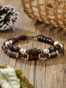 2pcs Men's Summer Holiday Natural Coconut Shell Wood Bead Shell Beaded Adjustable Anklet, Suitable For Vacation, Father's Gift Or Couples Gift - Multicolor - View 9