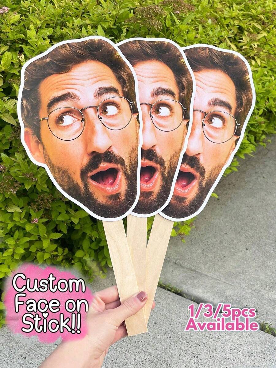 Personalized Face (1/3/5/10 Pieces) | Suitable For Bachelor Party Favors, Wedding Photo Props, Groom Face Decorations, Reusable Fan Prop, Fun Party Fan, Wedding Photo Accessory, Birthday Party Decoration, Mother's Day Gift, Unique Gift