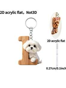 [2D Flat] 1PC 2D Acrylic Maltese Dog Letter Novelty Keychain For Women, Holiday Gift Decorative Key Pendant, Car Key Chain, Backpack Wallet Key Chain - Dog - View 13
