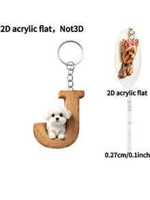 [2D Flat] 1PC 2D Acrylic Maltese Dog Letter Novelty Keychain For Women, Holiday Gift Decorative Key Pendant, Car Key Chain, Backpack Wallet Key Chain - Dog - View 24