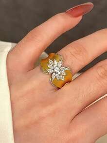 1pc Elegant Cubic Zirconia Ring, Suitable For Women To Wear, Suitable For Wedding, Engagement, Anniversary Party, Valentine's Day Gift - 1# - View 5