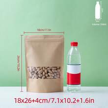 50入可重複使用牛皮紙食品儲存袋,可站立,附透明視窗,可密封包裝袋,適用於儲存食物、茶葉、糖果、零食等 - 查看 18