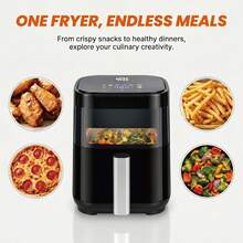 YMS 3.2QT Touchscreen Air Fryer With Visible Window, Black, 8-In-1 Preset Functions, Oil-Free Healthy Cooking, Fast & Easy To Clean, 1200W Compact Small Air Fryer For Singles, Perfect For Apartment Dorm Countertop Use, Air Fryers, Kitchen Accessories - 查看 5