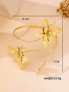 1 Stück modisches, vielseitiges, elegantes und raffiniertes Blumen-Manschettenarmband, geeignet für den täglichen Gebrauch oder Urlaub für Frauen - Goldgelb - Übersicht 4